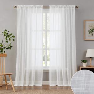 Bon marché Rouleau de tissu transparent en faux lin pour rideaux en voile de salon Fenêtre de maison de luxe - Product Image 3