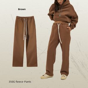 TKAN331-3 personnalisé automne hiver lourd épais 100% coton survêtement Baggy droit pour hommes polaire tissé laine régulière blanc pantalons de survêtement - Product Image 3