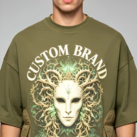 T-shirt vert personnalisé pour homme, manches courtes, col rond, imprimé, coupe classique, streetwear décontracté, 100% coton tricoté