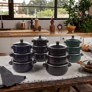 Olla de Sopa Ecológica sin Recubrimiento con Tapa de Esmalte Punteado, Olla de Cocina Engrosada Compatible con Estufas de Gas, Estilo Europeo Americano - Product Image 4