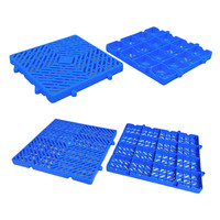 Palette industrielle en plastique recyclé de haute qualité, robuste, à entrée 4 directions, résistante à l'humidité, avec grille de sol en maille