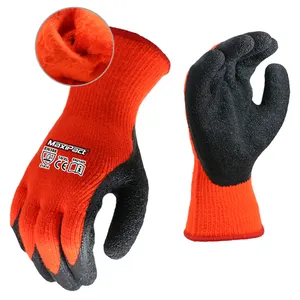 MaxiPact Custom Printed Winter Latex Crinkle Industrial Orange Hand Latex Thermal Safety Work Gloves Wholesale