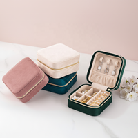 Boîte de rangement pour bijoux en velours carré haut de gamme MC, fermeture à glissière, taille 10*10*5, pour boucles d'oreilles, bagues, colliers