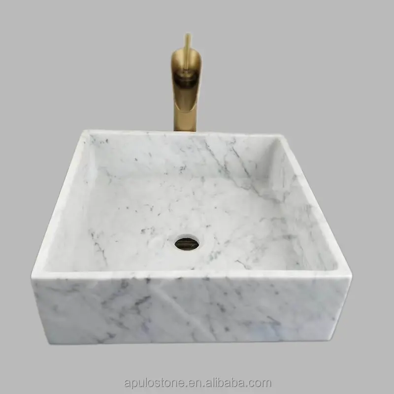 Apulo Stone Factory Price Bathroom Rectangular Art Sink Elegant Ceramic Natural Marble Sinks and Wash Basins