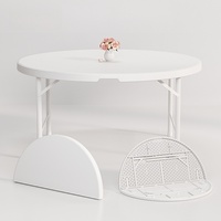 Table ronde pliante, table à manger simple pour la maison, table ronde en plastique, grande table ronde pour jardin, restaurant en plein air