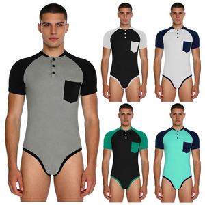 Body de hombre con bloques de color, leotardo ajustado, mono para entrenamiento, deportes, natación, eventos, ropa de gimnasio, ropa de baile - Product Image 1