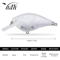 Vente en gros de corps de leurres de pêche vierges non peints 68mm 16.8g Crankbait avec bec carré, personnalisables