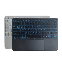Keyboard lampu latar Multimedia nirkabel Mini 2.4Ghz, Keyboard isi ulang, bantalan sentuh