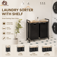 Nuevo Cesto para Ropa Sucia con Compartimentos, Cesto para Ropa Sucia con 2 Bolsas Extraíbles para Clasificar la Ropa y Estante Superior