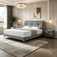 Cadre de lit réglable Leyi, style moderne et simple, taille King (1800x2000), revêtement en chenille, métal, pin écologique, durable