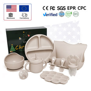 Ensemble d'alimentation pour bébé en silicone et <span class=keywords><strong>verre</strong></span> sans BPA personnalisé en gros avec assiette pour nouveau-nés et enfants - Product Image 1