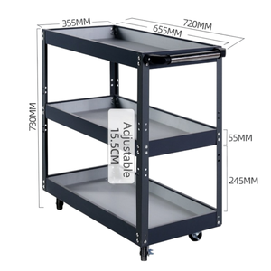 3-laags mechanische werkplaats gereedschapswagen met wielen, gereedschapskist, garage werkbank, rekken, accessoire, voertuiggereedschap - Product Image 4