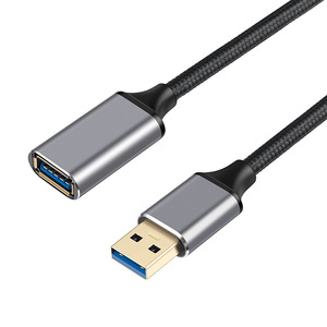 <b>Usb</b> 3.0 A Male To <b>Usb</b> 3.0 A Female Adapter Cable Black And Dark Gray Copper Weaving For Data Extension - Product Image 1