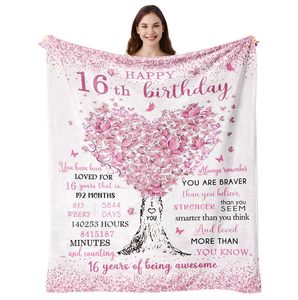 16th Birthday Gift Flannel Blanket Throw Blanket Nap Blanket Super Soft <b>Machine</b> Washable for Home Office Nap Custom Print - Product Image 4