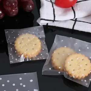 100Pcs/bag Transparent Frosted White Dot OPP Bag Self Adhesive Pouch For DIY Handmade Candy Cookie Wedding Party Gifts Packing