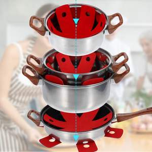 Protezioni per <span class=keywords><strong>pentole</strong></span>, protezione per padella più grande e più spessa, Set di 8 pastiglie per divisori rossi per proteggere e separare le <span class=keywords><strong>pentole</strong></span> - Product Image 4