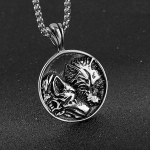 Collar Vikingo con Colgante de Cabeza de Lobo, Amuleto de Cultura Religiosa, Joyería de Acero Inoxidable para Hombre, Collares Unisex con Diseño Animal - Product Image 3