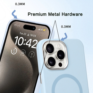 Étui de téléphone sans fil avec boutons métalliques de qualité supérieure, coque de téléphone mobile en silicone magnétique pour iPhone 15 16 Pro - Product Image 4