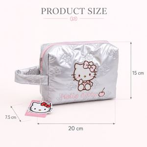 Custom Logo Silver Quilted Cosmetic <b>Bag</b> for Women <b>Large</b> Capacity Portable Travel <b>Makeup</b> Toiletry Organizer Pouch - Product Image 2