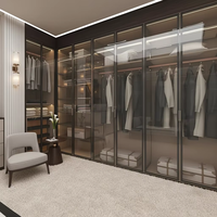 Système de garde-robe modulaire MILAN personnalisable, style Mid-Century Modern, avec portes coulissantes Shaker en bois, pour hôtel, villa, chambre principale