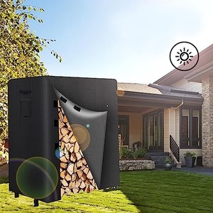 Steel Firewood Rack with Waterproof Cover Stacking Aid for Indoor <b>Fireplace</b> & Outdoor Backyard Use - Product Image 4