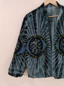 <b>Eye</b> Embroidery Suzani Tye Dye Jacket Velvet Suzani Evil <b>Eye</b> Jacket Winter Wear Jacket Kimono Robe With Hand Tie Dye jacket - Product Image 3
