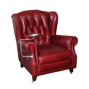 Sillón de Cigarros de Cuero Genuino de Alta Gama, Estilo Italiano, Antiguo y Retro, con Ruedas, para Sala de Estar, Muebles para el Hogar - Product Image 5