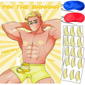 Set Permainan masker mata Poster dekorasi pesta tema lucu pria otot Set stiker Selamat Ulang Tahun permainan Mini pesta menyenangkan - Product Image 2