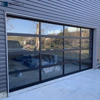 Porte de garage résidentielle automatique en aluminium noir avec vitrage, dimensions 16x7 et 16x8, prix usine