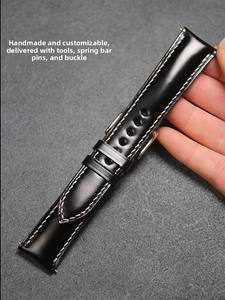 Correa de reloj unisex de edición limitada japonesa Shinchi Horse Shell <span class=keywords><strong>Cordovan</strong></span> con hebilla de pin, de cuero genuino negro y marrón, compatible con 1820 - Product Image 3