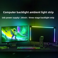 Bande LED RGB pour rétroéclairage TV, 3 sections, silicone flexible, synchronisation sonore USB, pour moniteur 24/32 pouces, éclairage décoratif, bande lumineuse LED