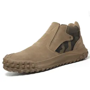 Sepatu keselamatan kerja untuk las, sepatu sol karet anti selip fungsional, sepatu bot kerja ujung baja untuk pria