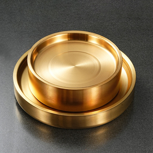 Assiettes et plateaux de service ronds en acier inoxydable de qualité alimentaire à double isolation, style coréen, pour restaurants et banquets de mariage - Product Image 5
