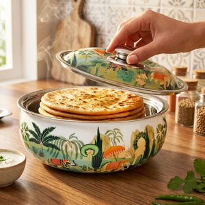 Casserole en émail orientale avec couvercle en acier inoxydable, 24 cm, design durable - Product Image 6