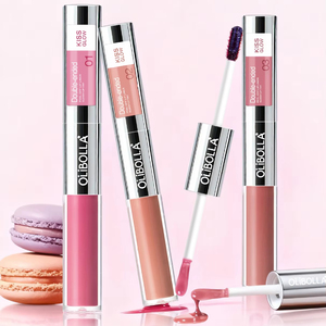 MLM Customized Pearlescent Blue Dual Head Lip Gloss Peel Off Matte Tint Waterproof Long Lasting Hydrating Shiny Lip Makeup - Product Image 1