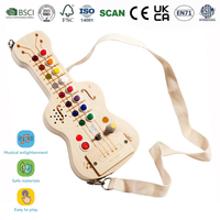 Guitare en bois multifonctionnelle pour enfants, jouet éducatif Montessori, planche musicale avec boutons interactifs, apprentissage précoce, sensoriel