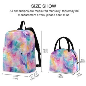 Two-piece Set Custom Print Marble Design Nylon Student Girls <b>Backpack</b> Combo Set Children School Bags with Lunch Box - Product Image 3
