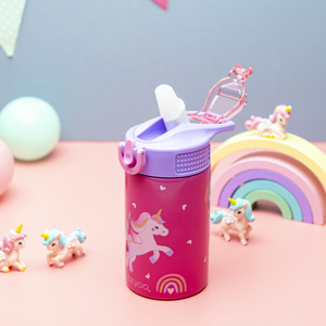 Botella de agua sostenible para la escuela secundaria para niños Hydropal Unicorn 15,5 oz Acero inoxidable BPA Tipo de pajita ecológica - Product Image 5