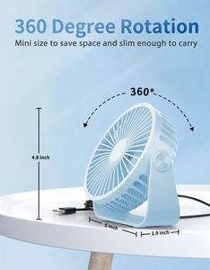 Ventilateur de bureau USB portable de 4,5 pouces avec 3 vitesses de vent ultra silencieuses et puissantes 180° °   Réglage de la rotation - Product Image 6