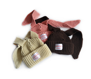 Sombrero de orejas largas de conejo estilo Y2K, gorro de calavera bonito, gorro de fieltro de lana de punto, gorro de ganchillo holgado cálido - Product Image 4