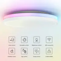 جولة شكل 24W عكس الضوء سقف أضواء ليلية الإضاءة Wifi الذكية التحكم الصوتي مصباح لغرفة المعيشة RGB السقف ضوء