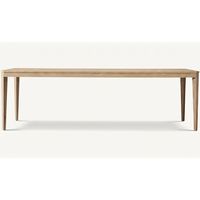 Table à manger rectangulaire en bois de chêne architectural, base conique, mobilier linéaire minimaliste pour projets de villas de luxe