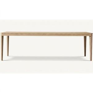 Architectural Oak <b>Wood</b> Rectangular Dining <b>Table</b> Tapered Base Minimalist Linear Furniture for Luxury Villa Projects - Product Image 3