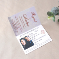 Invitaciones de Boda Personalizadas Económicas con Diseño de Pasaporte Azul Marino y Tarjetas de Invitación con Código QR