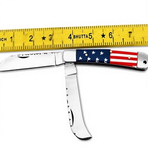American Flag Multi-<b>Tool</b> Knife 4.5 Inch Stainless Steel 2 Blades Thumb Knob - Product Image 2