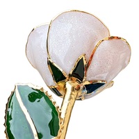 Cadeau romantique de luxe, rose éternelle véritable trempée dans de l'or 24 carats, rose blanche avec boîte cadeau et grand coffret
