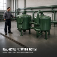 Filter Pasir Dangkal Otomatis Sirkulasi Air Industri dengan Sistem Backwashing untuk Penghilangan Turbiditas Multi-Tank Paralel