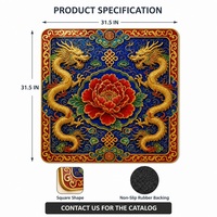 Tapis de mahjong américain de qualité supérieure, personnalisé, style folklorique chinois, 31,5 pouces, réduction du bruit, pour cadeau