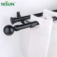 Promotion Iksun prix pas cher en gros 28mm support mural décoratif suspendu tringle à rideau en aluminium noir pour salon