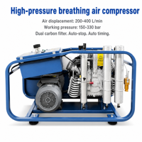 Compresseur d'air haute pression 200L 300bar 4500psi pour plongée sous-marine, lutte contre l'incendie, paintball, industrie, arrêt automatique, minuterie automatique